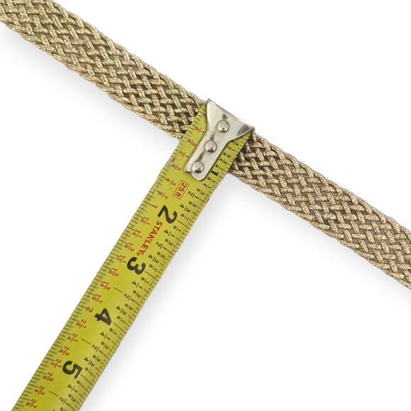 J. Crew Metallic Gold Braided Web Belt S/M with leather trim - Picture 7 of 7